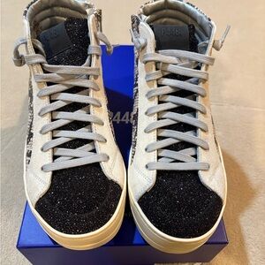P448 Glittery Black and White High-Tops